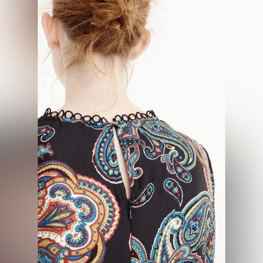 J. Crew Silk Twill Top Blouse in Bold Paisley Multi. - Picture 2 of 13